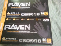 2 Boxes of 100 SAS Raven 6 MIL Size L Gloves-200 Total Gloves