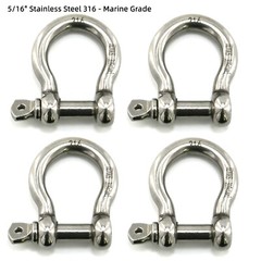 4Pcs 5/16 Clevis Pin D Ring Shackle Bow Anchor Stainlesssteel Heavy Duty Shackle