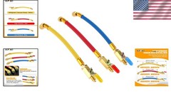 Color-Coded Heavy-Duty Refrigeration Hoses with 1/4″ Ball Valve – 600 Psi Max