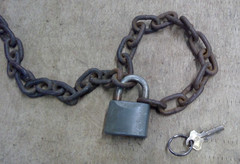Cast iron ball chain and shackle lock & key 20 pounds stage prop, bachelor party
