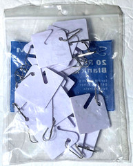 20 Count PM Company Replacement Blank White Slotted Key Cabinet Tags, Free Ship
