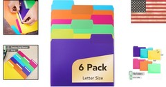 Vibrant 1/3 Cut Tab File Folders – 6 Pack with Labels for Versatile Use