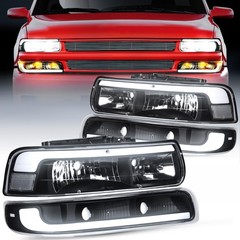 Black Housing Clear Reflector Headlight Assembly for 1999-2006 Silverado Taho…