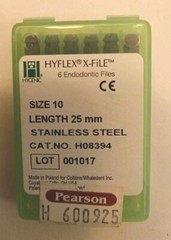 HyFlex X-file Size 10 Length 25 Mm 6 Pack Nickel Titanium Files Cat. No. H08394