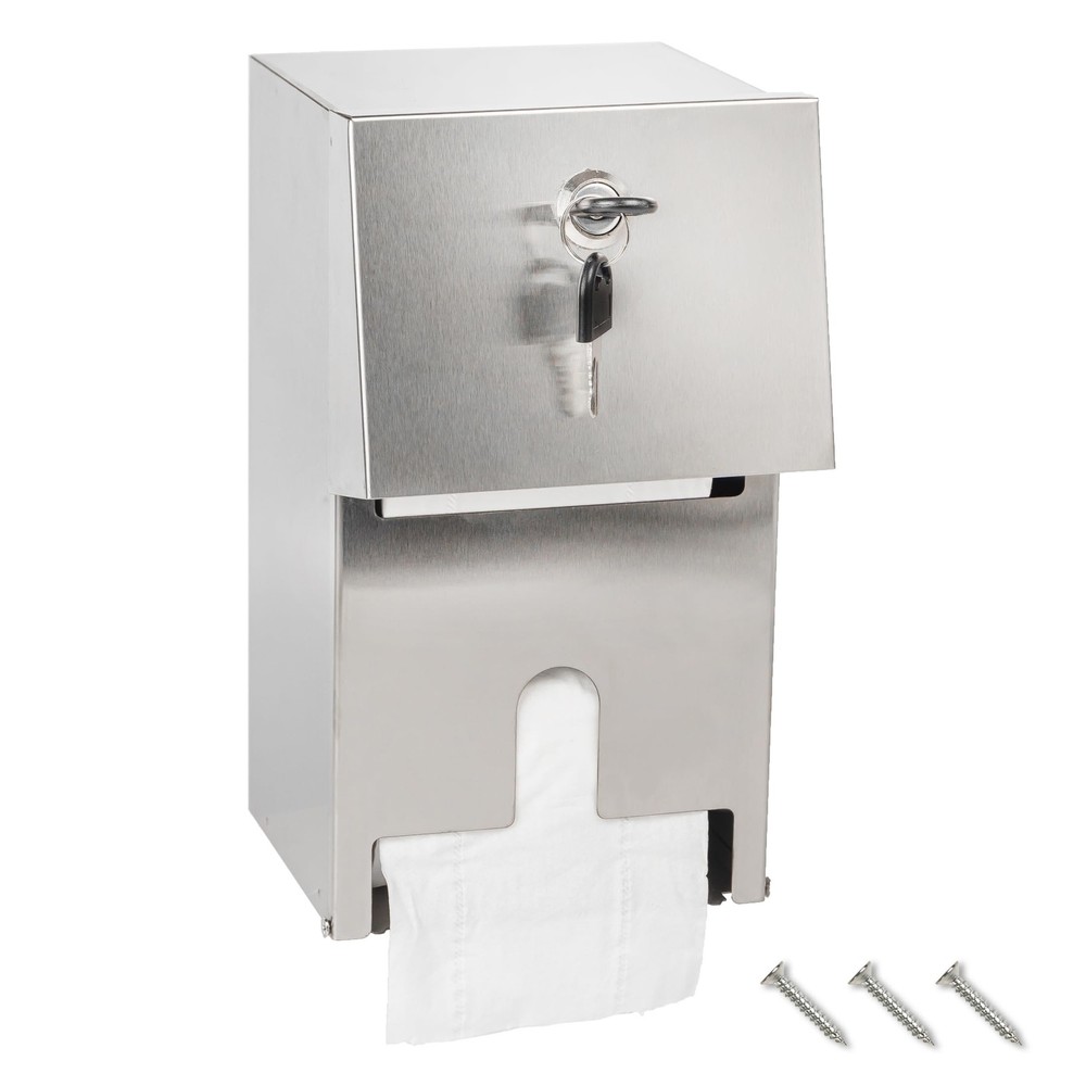 Commercial Toilet Paper Tissue Dispenser Dual Rolls Silver
