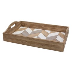 Stonebriar Decorative Rectangle Multicolor Chevron Wood Tray Handles 18 X 12