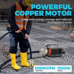 Electric Concrete Vibrator 1500W 14-3/4″ Remove Air Bubbles Easy to Use