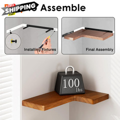 Fixwal Corner Floating Shelves for Wall 16″ x 11.4″ x 5.5″, Rustic Brown