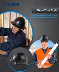LANON Carbon Fiber Custom Design Full Brim Hard Hat, OSHA Construction Work Appr
