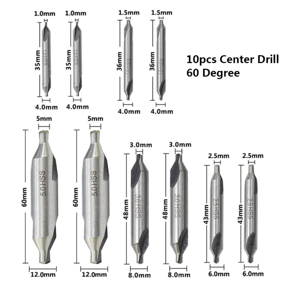 2PC 60° Center Drill 1mm 1.5mm 2mm 2.5mm 3mm 3.5mm 4mm 5mm 6mm lathe tool