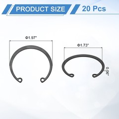 20Pcs 1-27/32″(47mm) Retaining Ring Circlip Snap Rings C-Clips Black