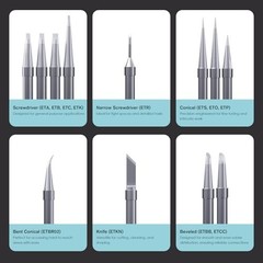 Soldering Tips Set 12 Piece ET Series with Rotating Holder for Weller Stations