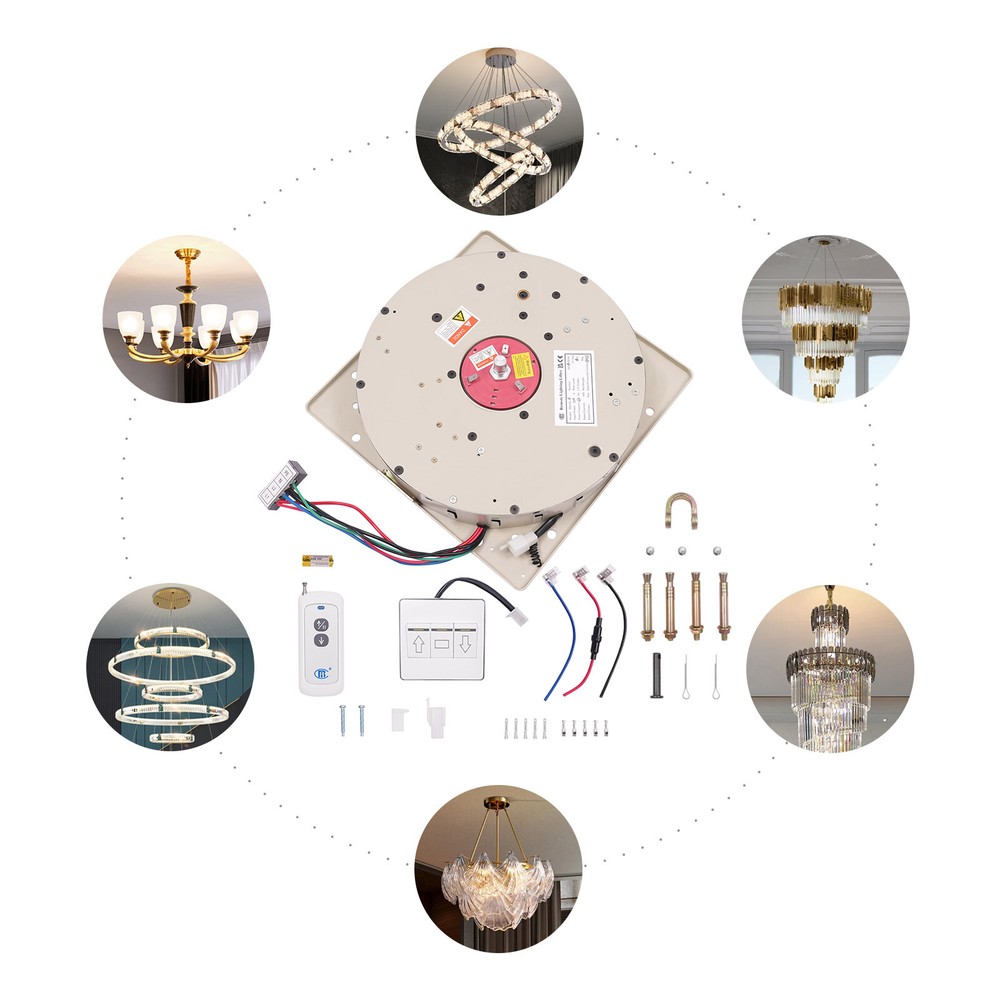 Motorized Chandelier Hoist Lift System with Remote and Wall Control Heavy Duty