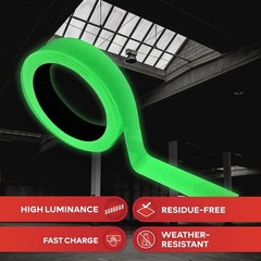 Glow in the Dark Tape, Yellow/Green, 1-Inch x 30-Foot Photo-Luminescent Glow