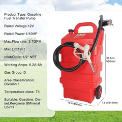 16 Gallon 60L Portable Fuel Tank With 12V Electric transfer pump 3.7GPM
