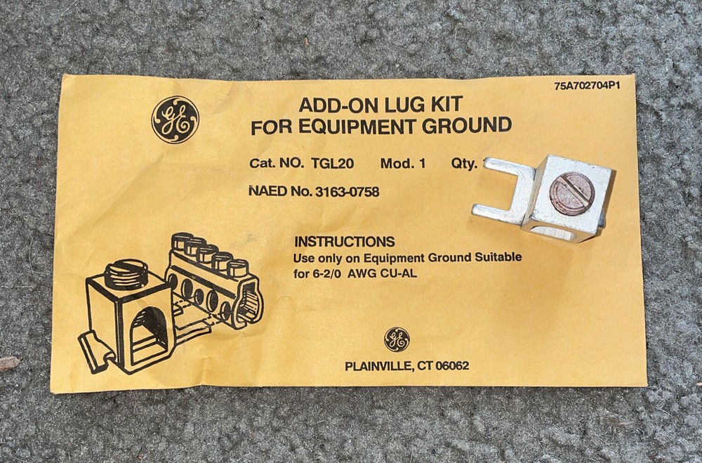 GE TGL20 Add-on Lug Kit For Equipment Ground