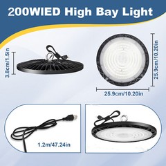 4 Pack 200W UFO Led High Bay Light Industrial Commercial Factory Warehouse Light