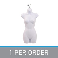 Clothing Form Hanging Female Display Torso Fits 5 to 10 Mannequin White Hollow