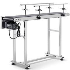 VEVOR Belt Conveyor PVC Stainless Steel Belt Conveyor 47″x7.8″ Double Guardrail