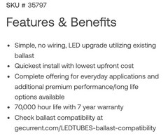 GE 35797 LED15ET8/G4/850 LED T8 Bulb / Lamps 15 Watt 5000k 2300 lumen 20 Count