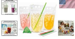 BPA-Free Resealable Beverage Pouches – 100 Count, Spill-Resistant and Reusable