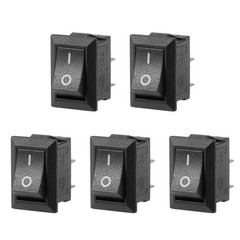 uxcell 5PCS KCD11 AC 125V/6A 250V/3A SPST 2 Terminal 2 10*15mm 5pcs, Black