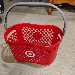 TARGET Red Shopping Basket With Logo. Gray handle and in excellent condition