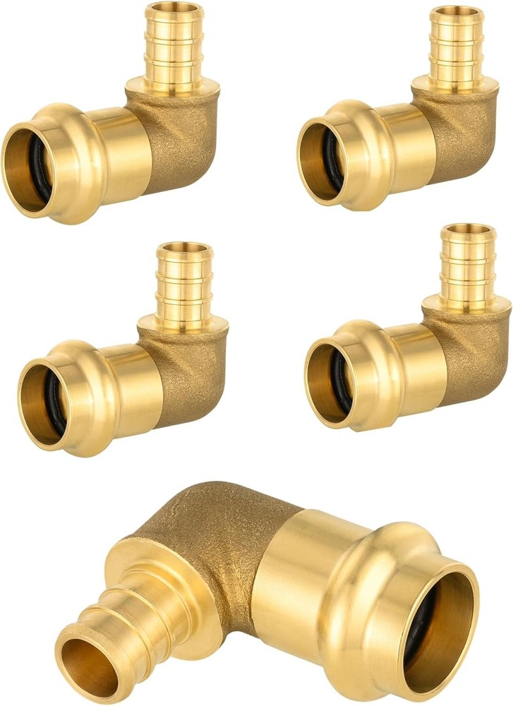 1/2″ Copper Press X 1/2″ PEX Crimp Elbow Brass Fittings Pack of 5