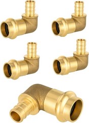 1/2″ Copper Press X 1/2″ PEX Crimp Elbow Brass Fittings Pack of 5