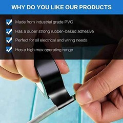 Electrical Tape 3 Pack 0.62 in x 49 ft Waterproof Flame Retardant Black PVC