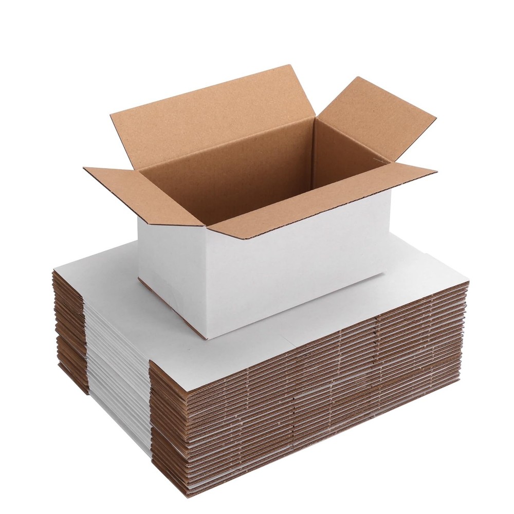 25 Packs Small Shipping Boxes 7x4x4 Inches, White Corrugated Cardboard Box fo…