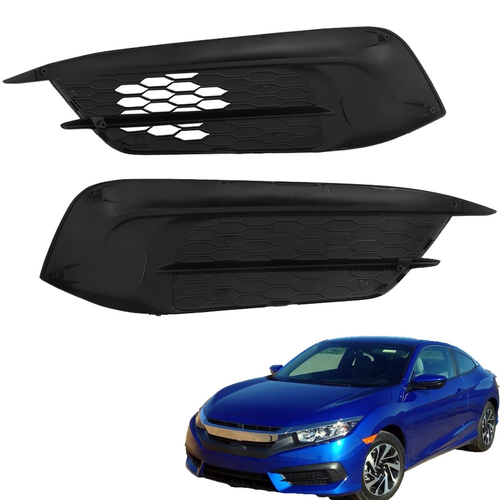 Front Fog Light Cover Set LH RH Replacement for Civic 2016-2018