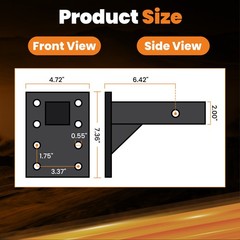 3 Position Pintle Mount Plate Trailer Hitch Adapter for 2in Receiver 20000 lbs