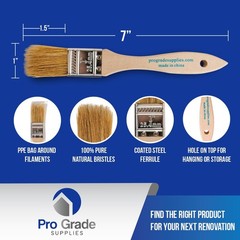 Pro Grade – Chip Paint Brushes – 12 Ea 1 Inch Chip Paint Brush Light Brown