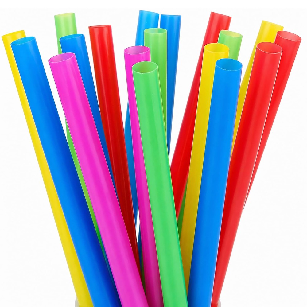 ALINK 100 Extra Large Plastic Bubble Tea 8.5×0.5 Inch (Pack of 100), Mutil