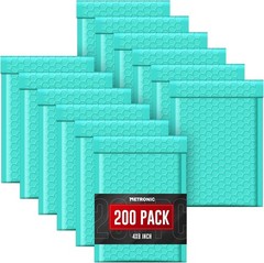 200 Teal Bubble Mailers 4×8 Inches – Waterproof, Self-Seal & Padded for Shipping