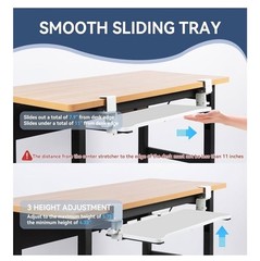 Kayfia Keyboard Tray Under Desk Height Adjustable,26.4”x11.8” Slide-out White