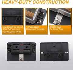 Heavy Duty 4-Way Fuse Block Holder with LED Indicator & 12 Blade Fuses Included