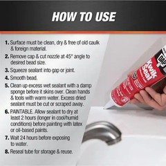 KWIK SEAL White Kitchen Bath Adhesive Caulk 5.5 oz Tub Sink Shower