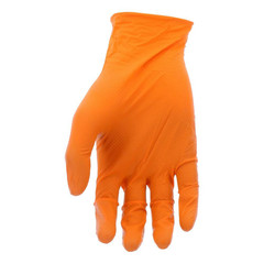X-Large Orange 6 Mil Thick 100% Nitrile Disposable Work Gloves with Textured Gri