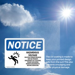 (2 Pack) Hazardous Voltage Multiple Power OSHA Notice Sign Decal Metal Plastic