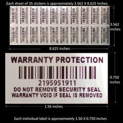 Warranty Void If Removed Security Sticker: INDIVIDUAL SERIAL NUMBERED (AvR010)