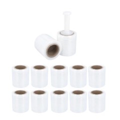 12 Rolls Mini Hand Stretch Wrap 5″ x 600′ 120 Gauge Clear Plastic Shrink Film