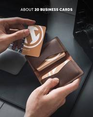 Leather Business Card Holder Slim Compact Bifold Wallet for Men Women
