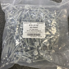#12 x 2-1/2 Hex Neoprene Washer Roofing Screws Galvanized Unpainted Sharp 250ct
