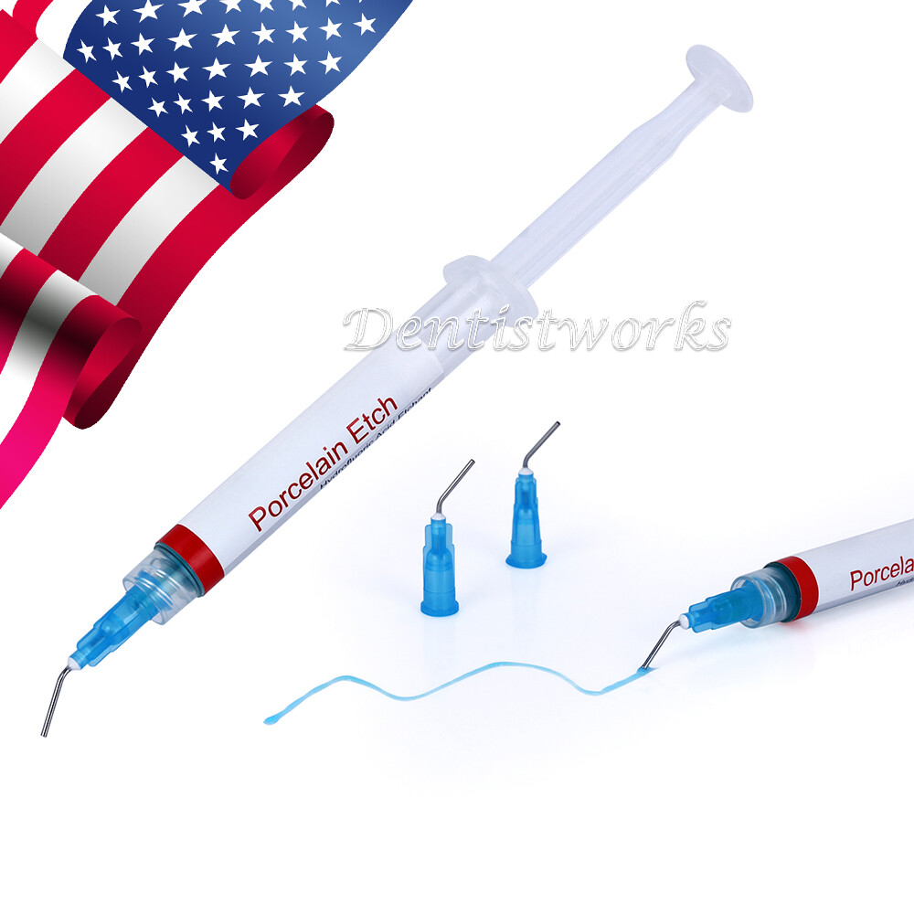 Dental Lab Porcelain Etch Gel 9.5% Hydrofluoric Acid Etchant Syringe 2.5 ml