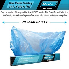 MAXIFILM 16ft x 350ft, 4 Rolls of Blue Overspray Paintable Masking Plastic