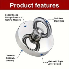 Neodymium Fishing Magnets Pulling Force Super Strong 130 kg tensile force