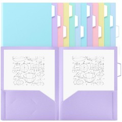 Pastel Plastic Pocket Folders 2 Pockets Tabs Letter Size Letter 12 Pack