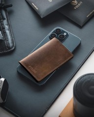 Leather Business Card Holder Slim Compact Bifold Wallet for Men Women